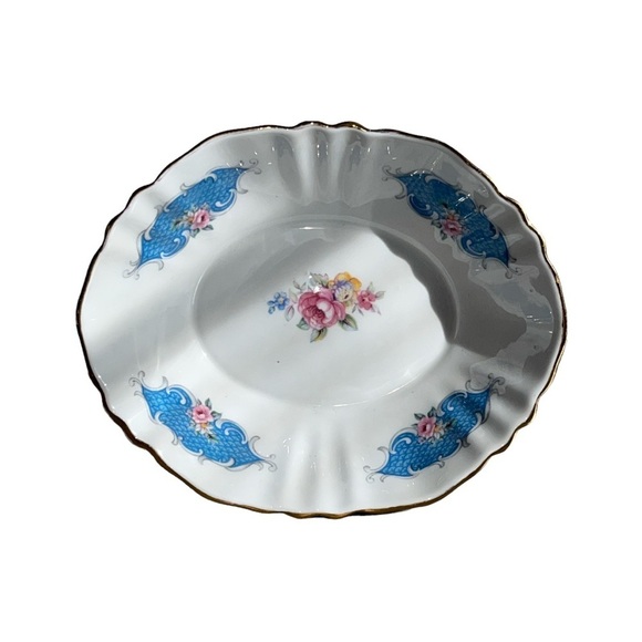 Royal Standard‎ Bone China England Rose Motif Trinket Dish Blue Pink Yellow Gold - Picture 3 of 6